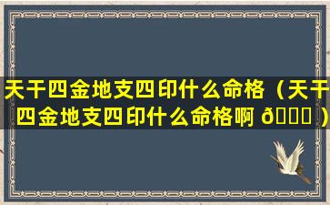 天干四金地支四印什么命格（天干四金地支四印什么命格啊 🕊 ）